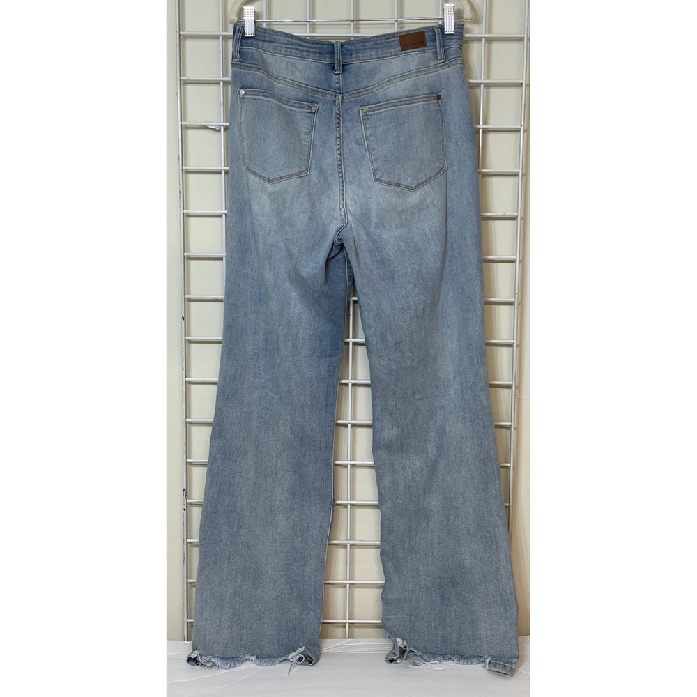 Judy Blue Jeans Size 9/29 Light Wash High Rise Raw Hem Wide Leg Straight Fit - Picture 3 of 9